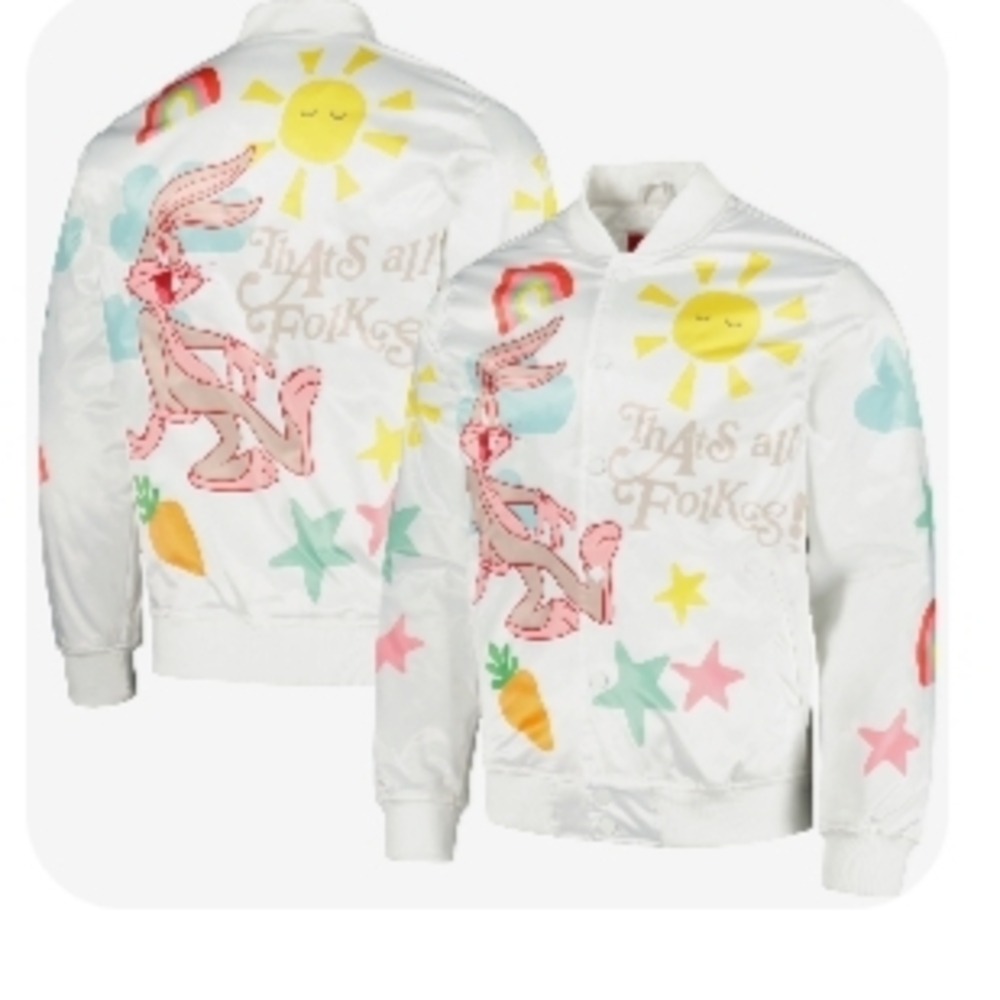 Warner Bros. White Jacket with Colorful Cartoon Prints